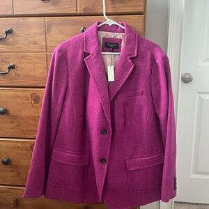 Talbots Pink Blazer Wool-Blend Structured Design